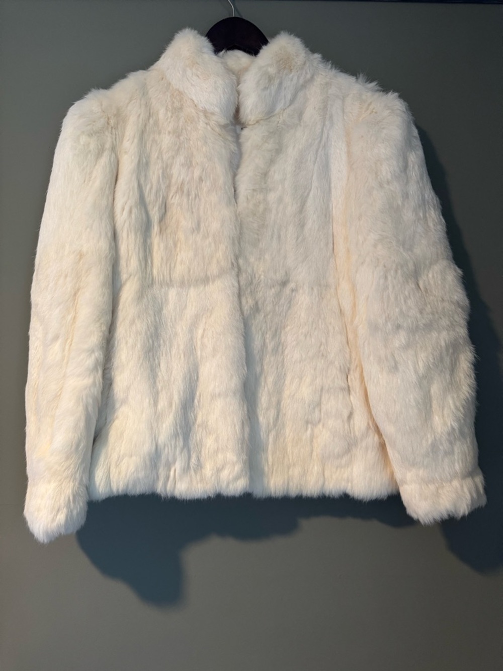Cropped Cream Rabbit Fur Jacket | Vintage Luxe Short Coat | M–L